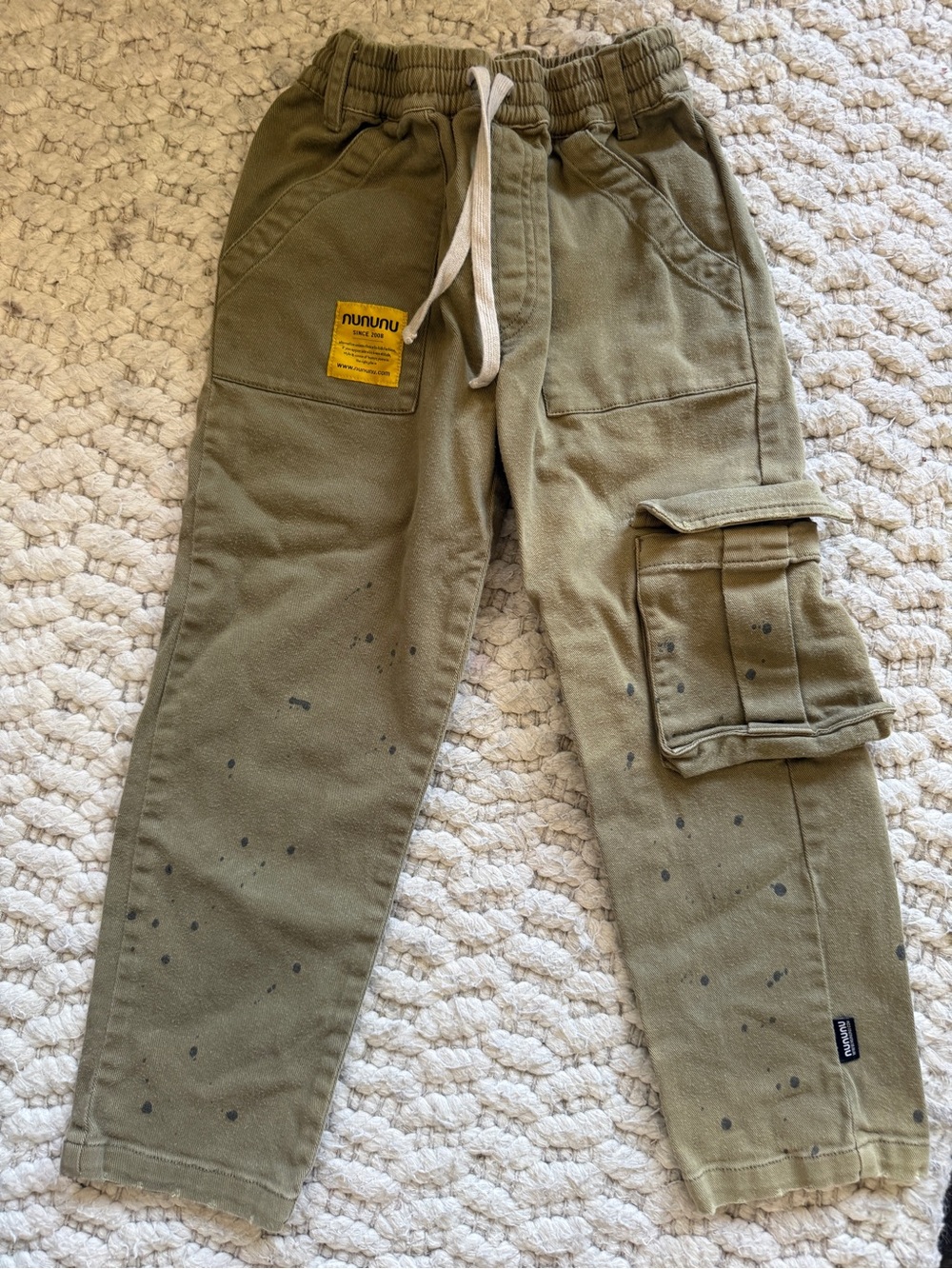 Nununu Kids Olive Green Cargo Pants with Drawstring